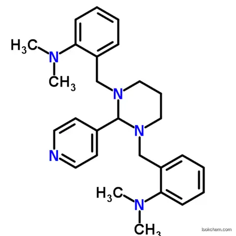 Molecular Structure of 500579-04-4 (2,2'-[[Dihydro-2-(4-pyridinyl)-1,3(2H,4H)-pyrimidinediyl]bis(methylene)]bis[N,N-dimethylbenzenamine)